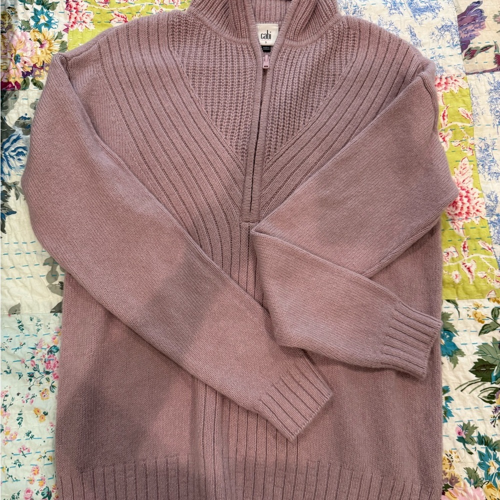 CAbi Women's Zip-Up Sweater Hoodie in Dusty Mauve